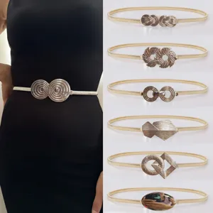 Women Elastic Metal Waist Chain Vintage Gold Silver Waist Belt Dress Sweater Decorative Corset Belt Fashion Accessories