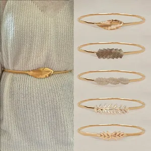 Γυναικεία Μεταλλική Ελαστική Ζώνη Moda Versatile Φύλλο Φτερό Διακοσμητική Ζώνη Μέσης Για Πουλόβερ Τζιν Φόρεμα