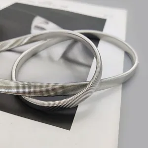 Ceinture de taille à ressort en métal argenté pour femmes, ceinture élastique pour robe
