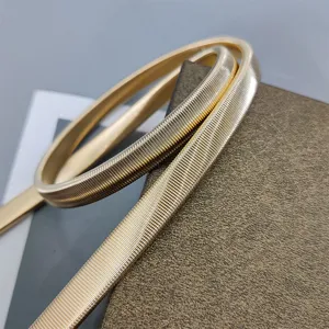 Gold metal elastic waist belt for women, stylish decorative chain for dress and sweater.