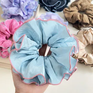 Coletero Grande de Estilo Coreano Goma para el Pelo Plisada de Varias Capas Diadema de Tela de Moda para Mujer Accesorios Elegantes