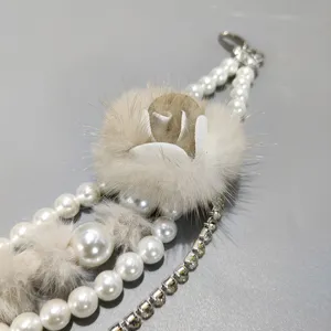 Chaîne de taille perles femme multicouche fleur fourrure strass ceinture robe pull accessoire