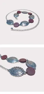 Catena da cintura in metallo da donna retrò, cintura con ciondolo rotondo vintage.