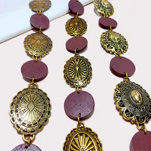 Catena da Vita in Metallo Vintage Francese Donna Chic Intagliato Disco Rotondo Catena Cintura Abito Jeans Gioielli Decorativi
