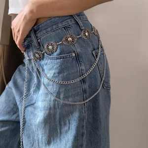 Catena da cintura in metallo sole argento bohémien per donna gioielli corpo retrò