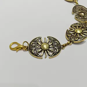 Catena da vita in metallo sole e luna stile bohemien vintage per abito da donna chic