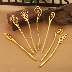 Horquilla de Pelo Vintage Aleación Dorada Diseño Hueco Estilo Palacio Nube Floral para Hanfu Tocado Tradicional Mujer Joyería
