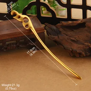 Especificaciones de tamaño detalladas para el palillo de pelo chino dorado vintage