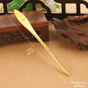 Detailed size specifications for an elegant golden vintage Chinese style hair pin