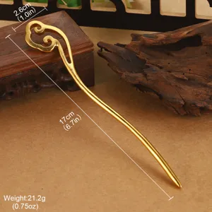 Pasador de pelo retro dorado con diseño de nube, 17 cm de largo y peso detallado