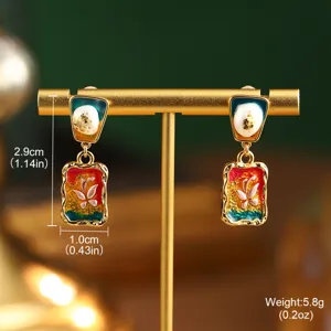 Detailed view of vintage Monet style butterfly earrings with measurements and weight info