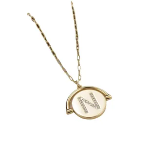 Collier pendentif initiale N en or avec incrustation de cristaux brillants
