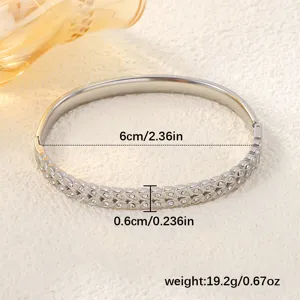 Detailed view of stainless steel wheat ear bracelet with size and weight specs.