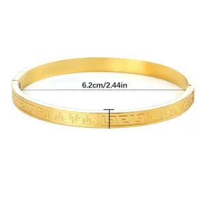 Bracciale rigido in acciaio inossidabile placcato oro 18k con motivo greco classico