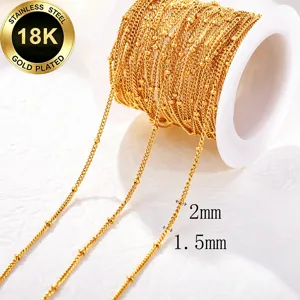 18K vergoldete Edelstahl-Kugelkette Detail für DIY Schmuckherstellung