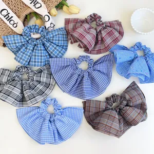 Coletero a Cuadros de Doble Capa Estilo Coreano para Mujer Cinta para el Pelo a Cuadros con Volantes Accesorios para el Pelo de Tela