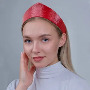 Women Retro Crown PU Leather Headband Adjustable Western Regal Style Tudor Hair Hoop Vintage Party Fashion Hair Accessory