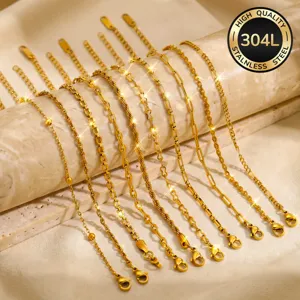 Damen 304L Edelstahl 18K Vergoldet Armband Wasserdicht Anlauffrei Gliederkette Mode Schmuck