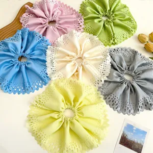 Lot de chouchous géants plissés à œillets en diverses couleurs pastel pour la coiffure