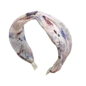 Elegant Chinese style knotted headband with purple ink marble print for women