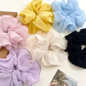 Coletero de Tela Plisada de Varias Capas Estilo Coreano Goma de Pelo con Textura a Cuadros Elegante Cuerda de Pelo para Mujer Accesorio Diario