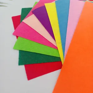 Detailed view of assorted colorful non-woven felt fabric sheets for DIY craft projects