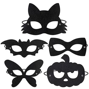 Black Felt Halloween Masks Adults Kids Bat Pumpkin Butterfly Animal Party Eye Masks Elastic Stage Carnival Decorations