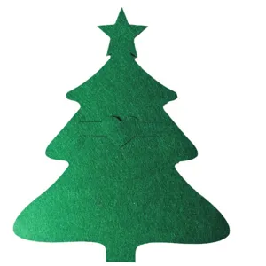 Green felt Christmas tree cutlery holder placemat for festive holiday table decor