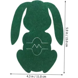 Detailed size specifications of green felt rabbit cutlery holder for Easter table decoration