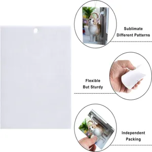 Detail showing flexible sublimation air freshener blank felt sheet and usage examples