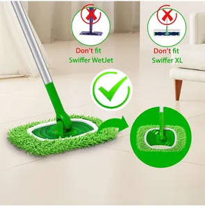 Green chenille flat mop replacement cloth washable microfiber cleaning pad for floor cleaning.