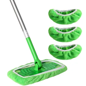 Chenille flat mop replacement pads washable dry wet cleaning dust mop pads set for home