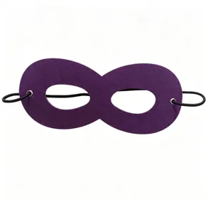 Close-up of a purple felt eye mask for Halloween and children's costume parties