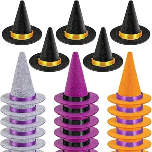 Mini Sombrero de Bruja de Fieltro de Halloween Coloridos Sombreros de Bruja Cónicos para Decoraciones de Fiesta DIY
