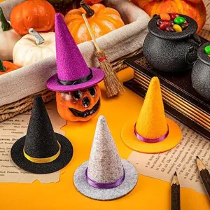 Mini sombreros de bruja de fieltro de colores para decoraciones de fiesta Halloween
