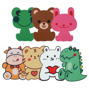 Detail view of colorful cartoon animal felt stickers for toilet odor removal