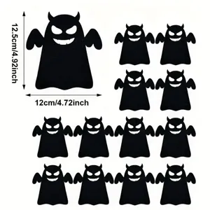 Set of Halloween black devil felt cutlery holders with dimensions 12.5cm by 12cm