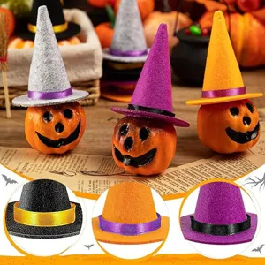 Mini sombreros de bruja de fieltro coloridos para decoraciones de Halloween y manualidades DIY