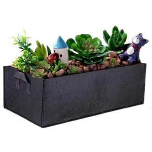 Sacco per piantare rettangolare in feltro nero per piante grasse e mini decorazioni
