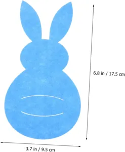Detail view showing dimensions of blue felt Easter bunny cutlery holder 17.5cm x 9.5cm