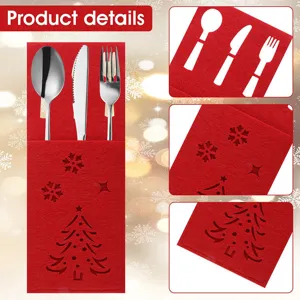 Weihnachtsbaum Schneeflocke Filz Besteckhalter Organizer Tasche Für Tischdekoration Gabel Messer Löffel Bestecktasche Weihnachtsdeko