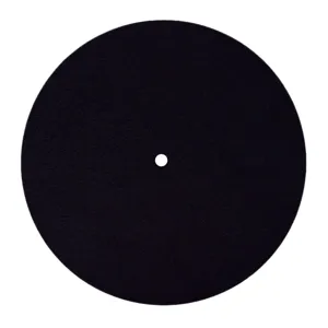 Alfombrilla de fieltro negro para tocadiscos de vinilo LP vista superior detalle
