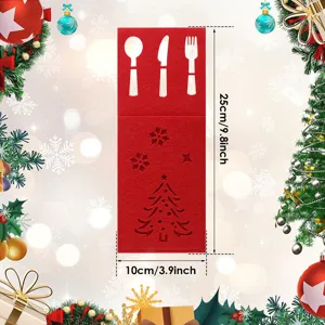 Detaillierte Maße eines roten Weihnachtsbaum-Besteckhalters für die Besteckaufbewahrung