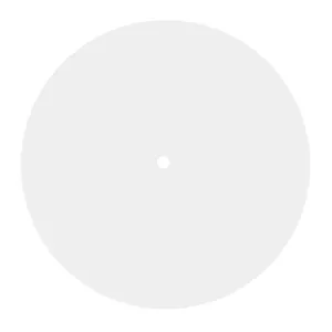 Vista superior de un tapete para tocadiscos de vinilo blanco con diseño minimalista