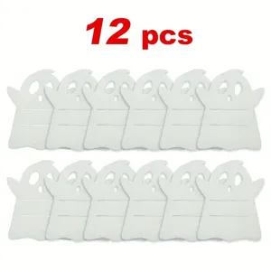 12-piece pack of white ghost shaped Halloween cutlery holder sets for table decor