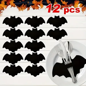 Halloween Felt Cutlery Holder Bat Pumpkin Ghost Shaped Table Mat Spoon Fork Pocket For Party Table Decoration Supplies