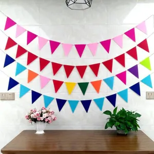 Colorful felt triangle bunting banners hanging for party and wedding decoration