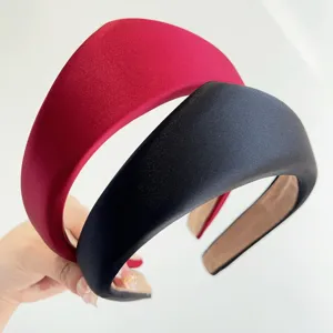 Diadema Triangular Acolchada para Mujer Retro Británico Banda de Pelo de Satén Engrosada Moda Color Sólido Accesorios