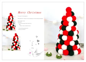 Decorative wool felt ball Christmas tree in red white and green for holiday home styling