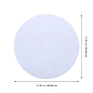 Vista detallada del tapete para tocadiscos blanco con medida de 12 pulgadas